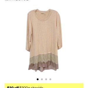 LOGO by Lori Goldstein tan lace tunic size medium